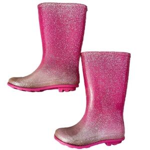 Joe Fresh Girls  Pink Sparkly Rain Boots Size 13